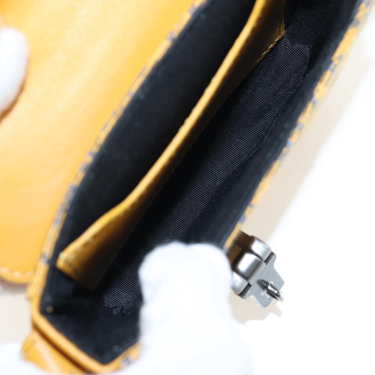 Christian Dior Trotter Canvas Rock Shoulder Pouch Yellow Silver Auth 203620M