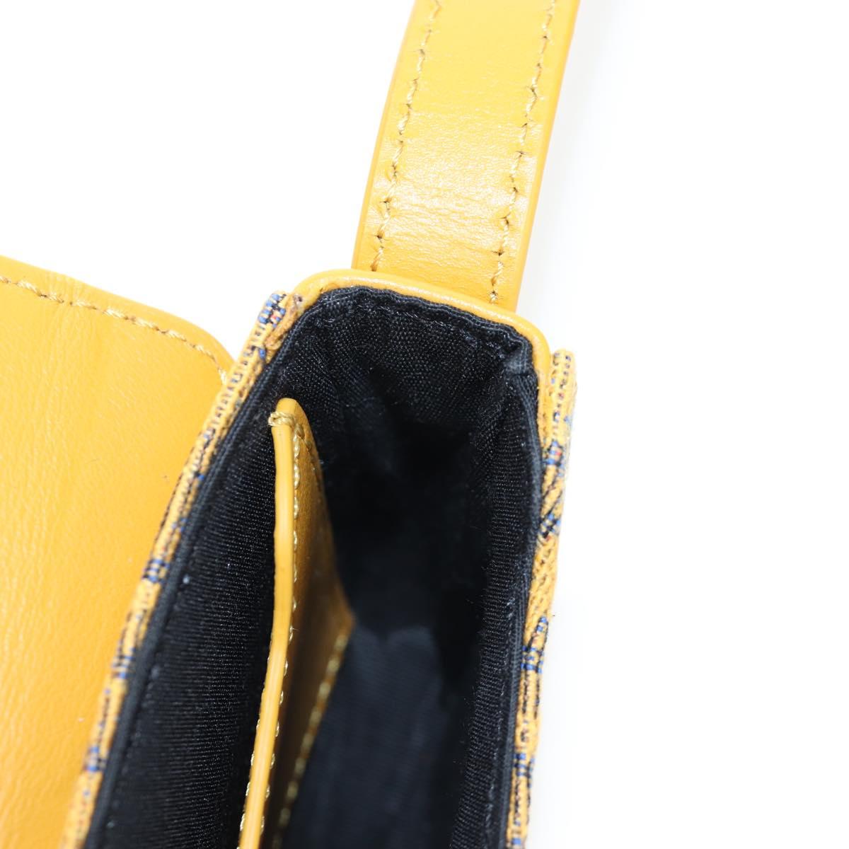 Christian Dior Trotter Canvas Rock Shoulder Pouch Yellow Silver Auth 203620M