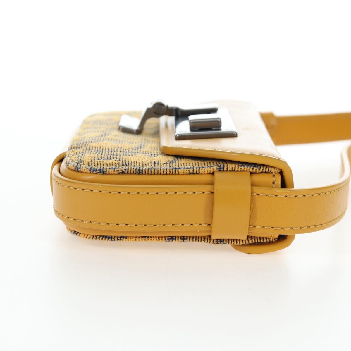 Christian Dior Trotter Canvas Rock Shoulder Pouch Yellow Silver Auth 203620M