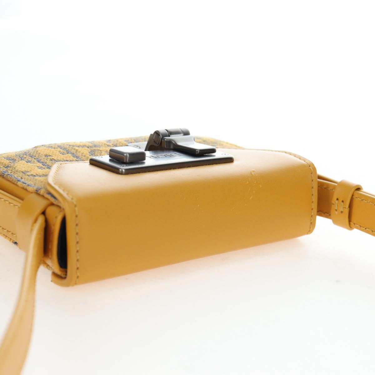 Christian Dior Trotter Canvas Rock Shoulder Pouch Yellow Silver Auth 203620M