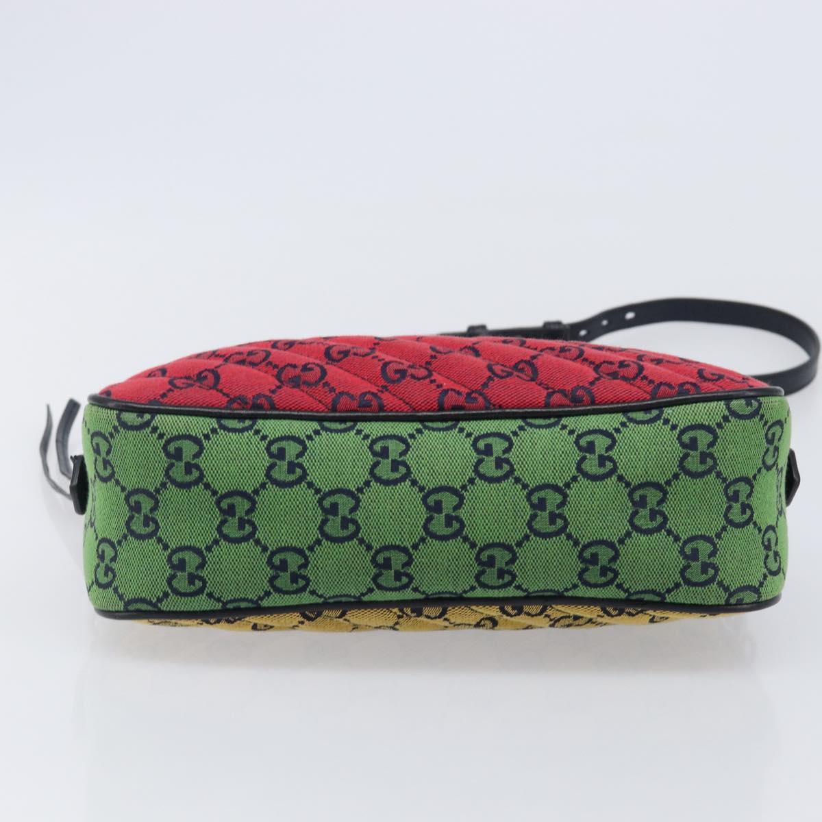 GUCCI GG Canvas GG Marmont Chain Bag Multicolor Silver 447632 Auth 203621