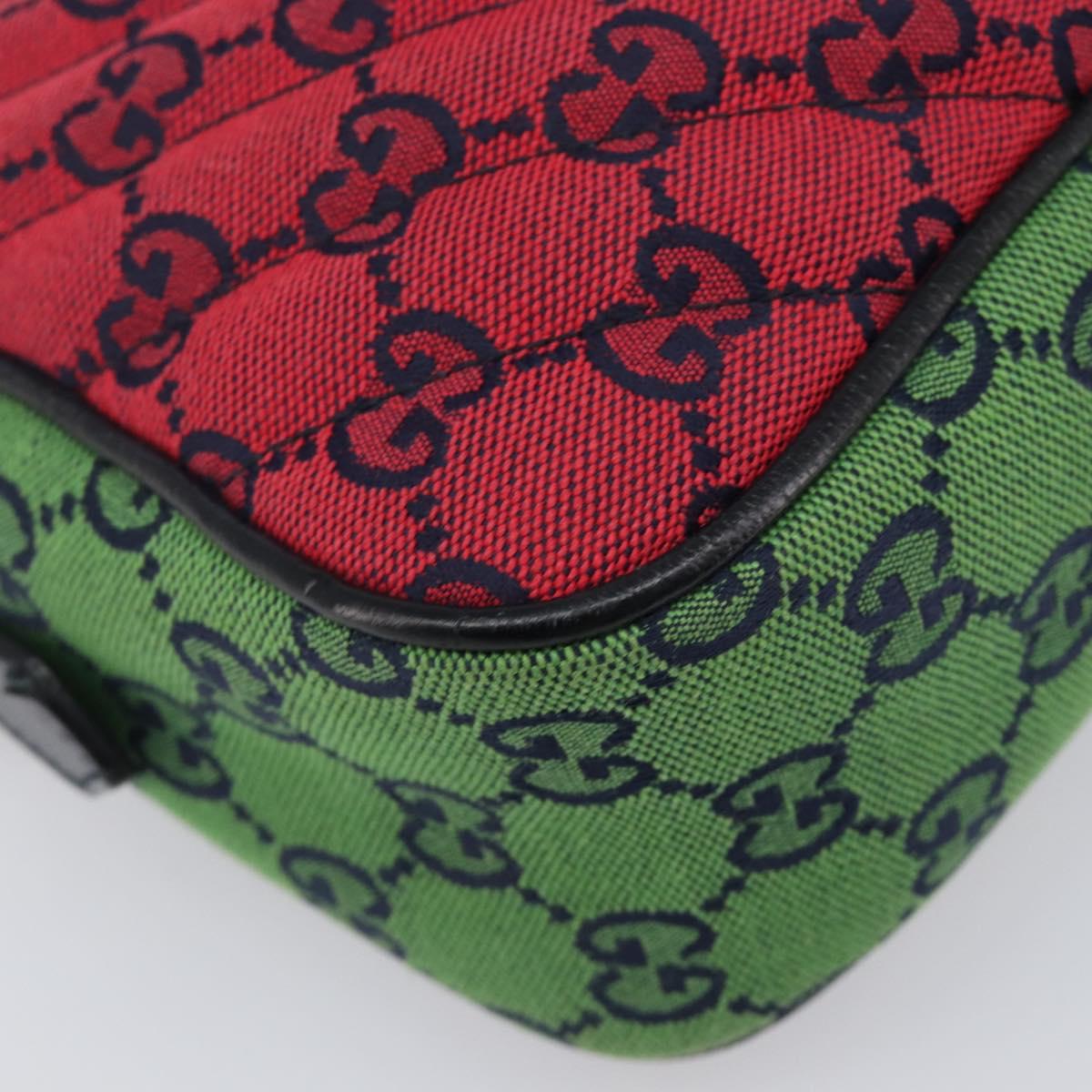 GUCCI GG Canvas GG Marmont Chain Bag Multicolor Silver 447632 Auth 203621
