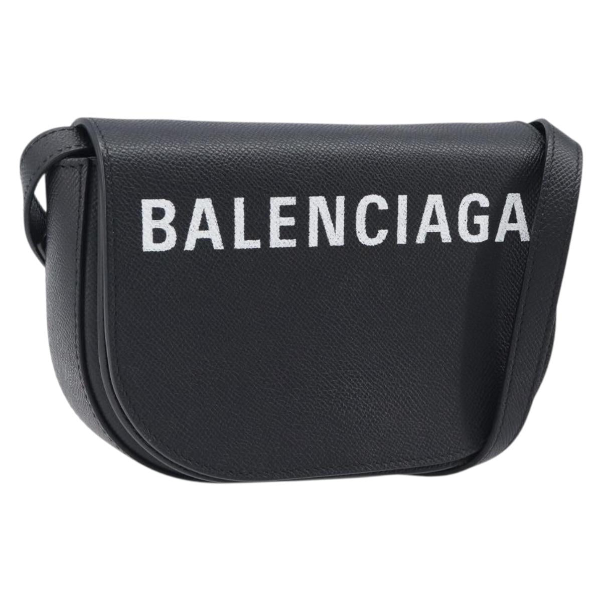 BALENCIAGA Ville Everyday Shoulder Bag Leather Black Gold 550639 Auth 203622V