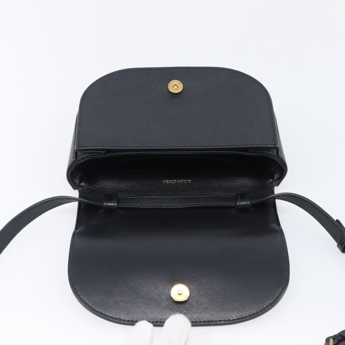 BALENCIAGA Ville Everyday Shoulder Bag Leather Black Gold 550639 Auth 203622V