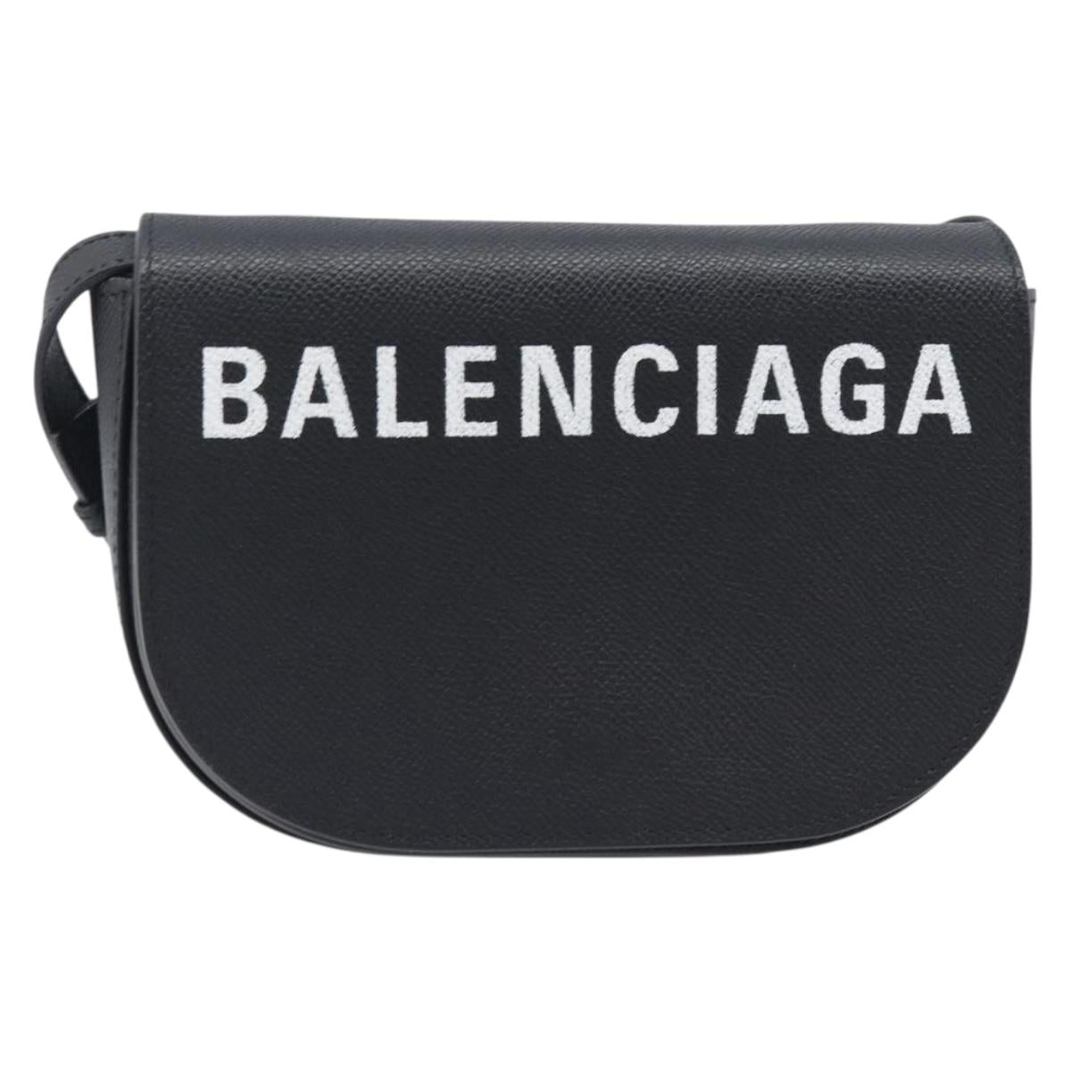 BALENCIAGA Ville Everyday Shoulder Bag Leather Black Gold 550639 Auth 203622V