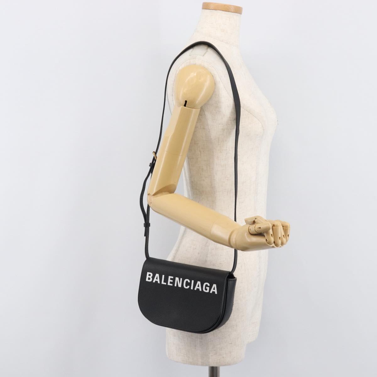 BALENCIAGA Ville Everyday Shoulder Bag Leather Black Gold 550639 Auth 203622V