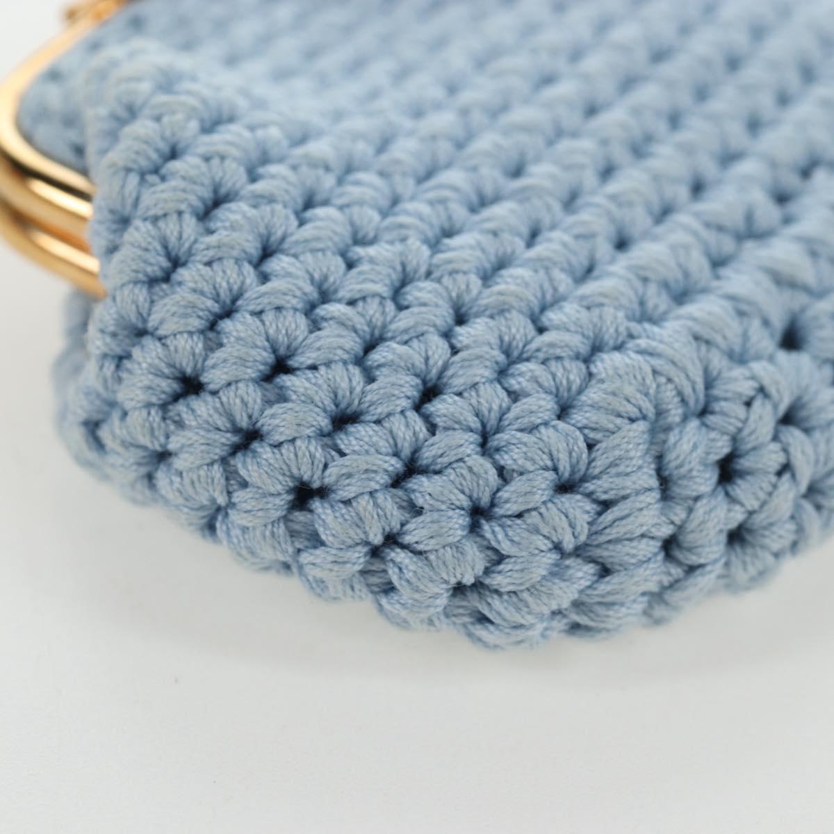 FENDI Coin Purse Canvas Light Blue Gold Auth 203623M