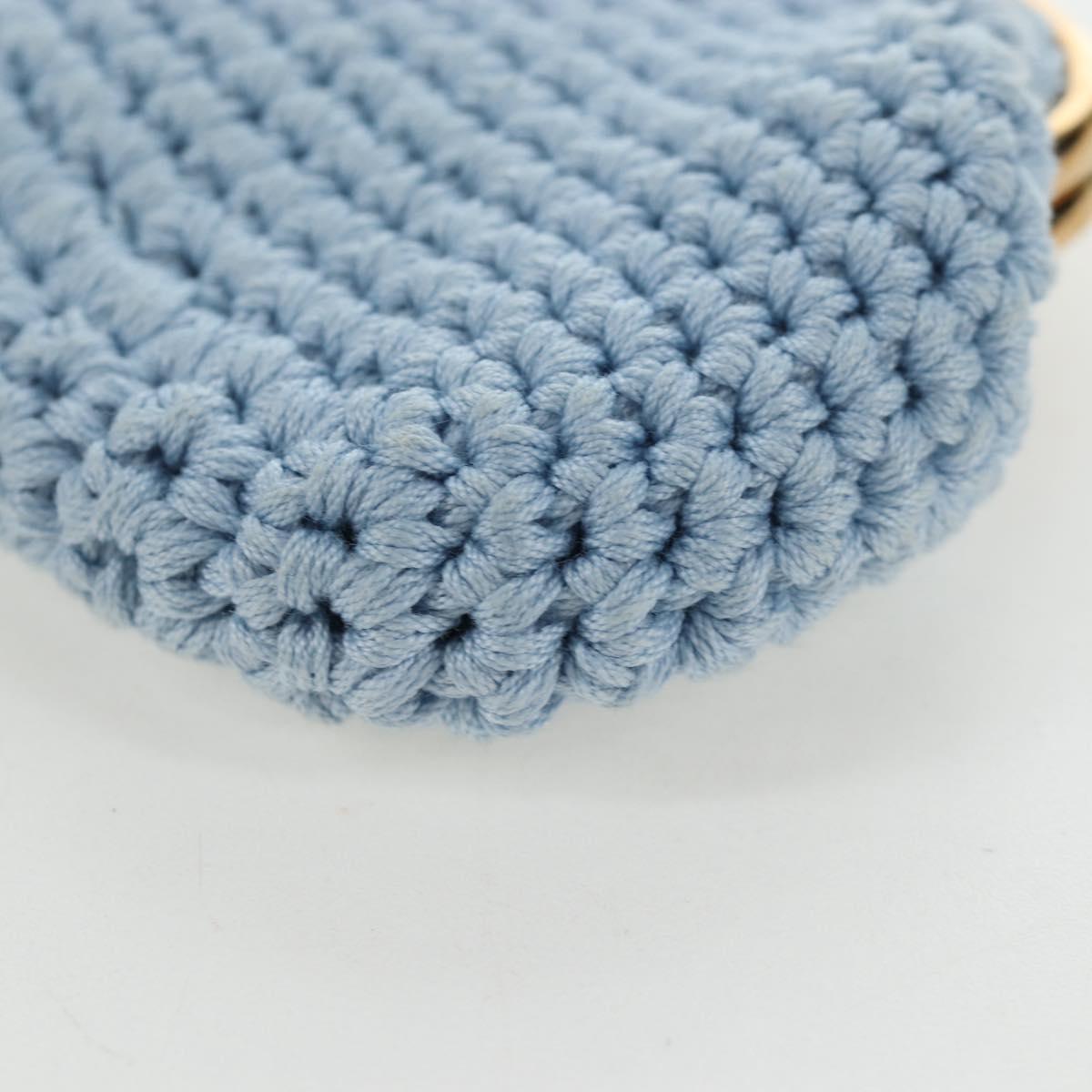 FENDI Coin Purse Canvas Light Blue Gold Auth 203623M