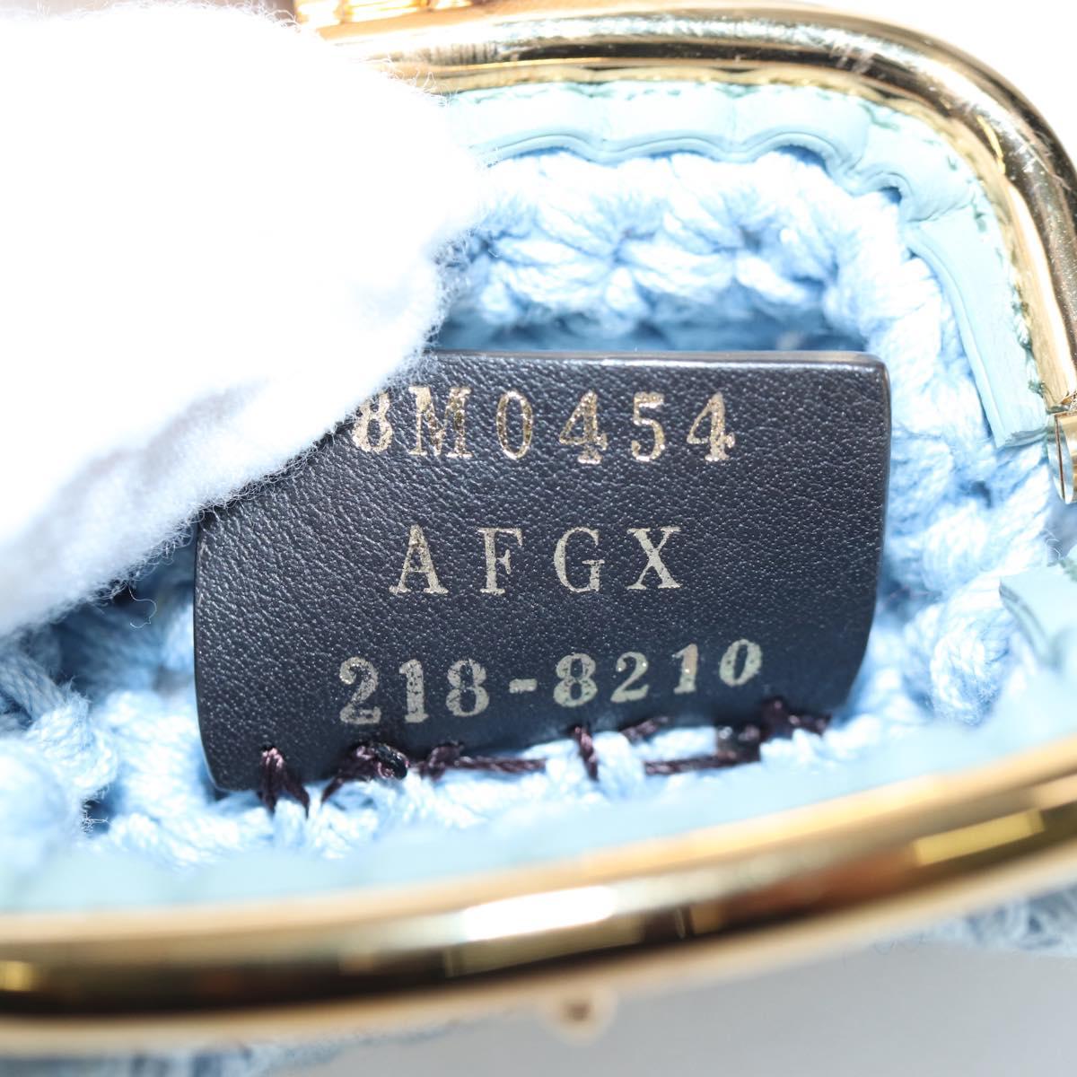 FENDI Coin Purse Canvas Light Blue Gold Auth 203623M
