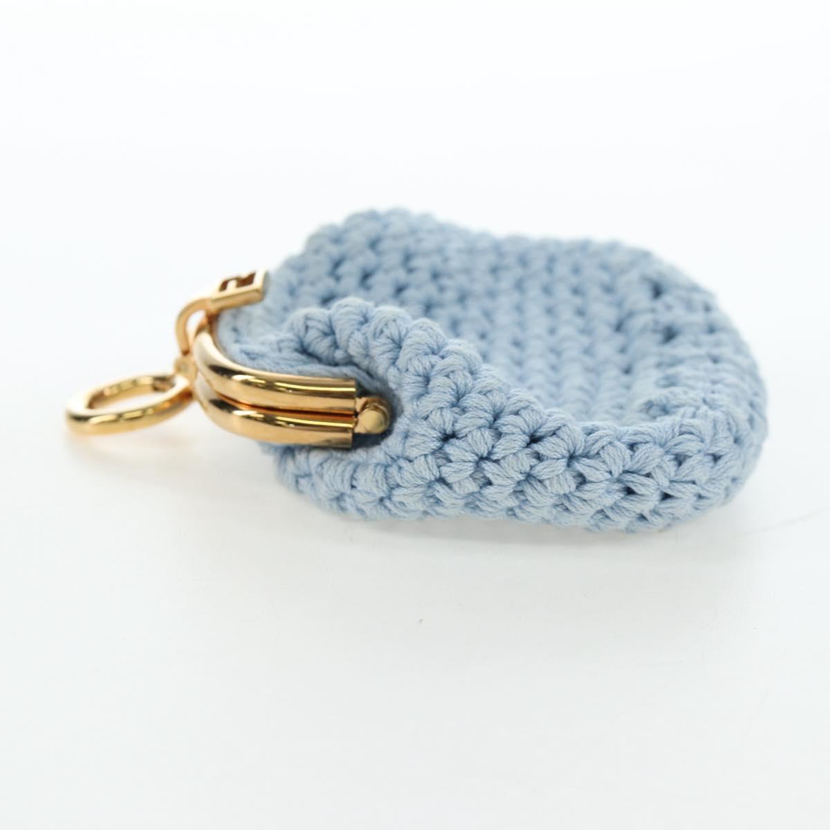 FENDI Coin Purse Canvas Light Blue Gold Auth 203623M