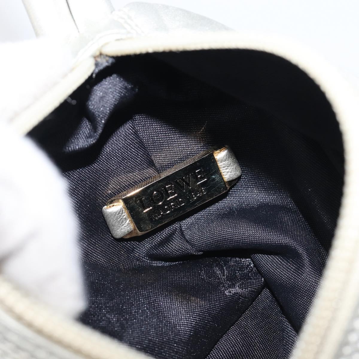 CELINE Pouch Leather Silver Gold Auth 203624A