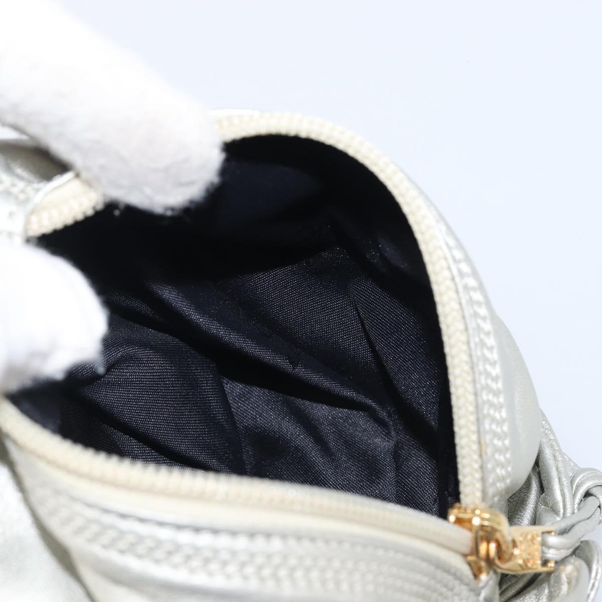 CELINE Pouch Leather Silver Gold Auth 203624A