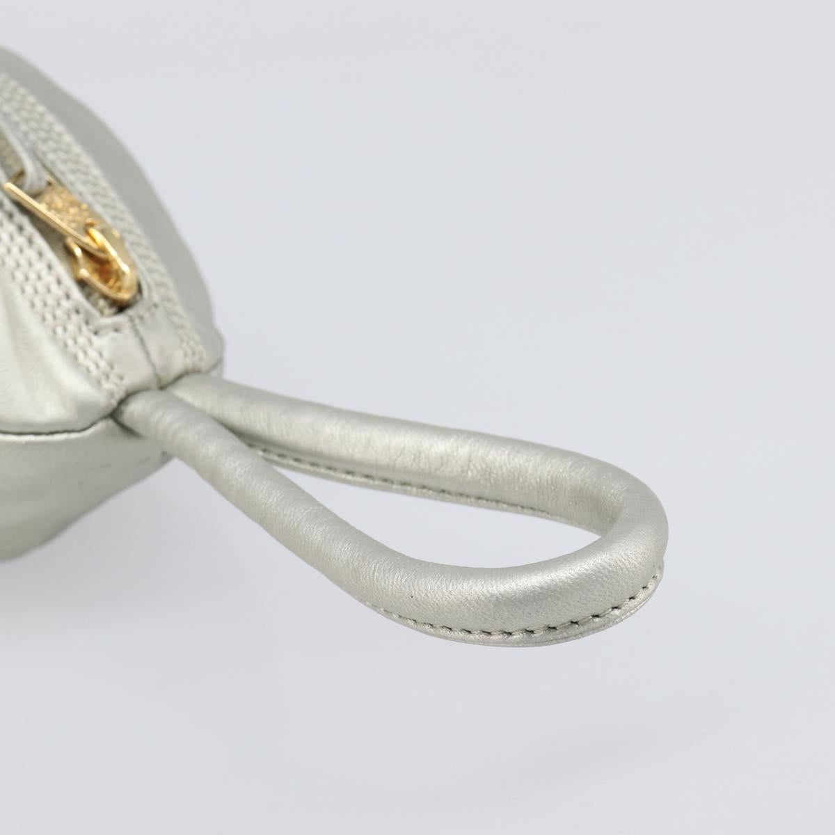 CELINE Pouch Leather Silver Gold Auth 203624A