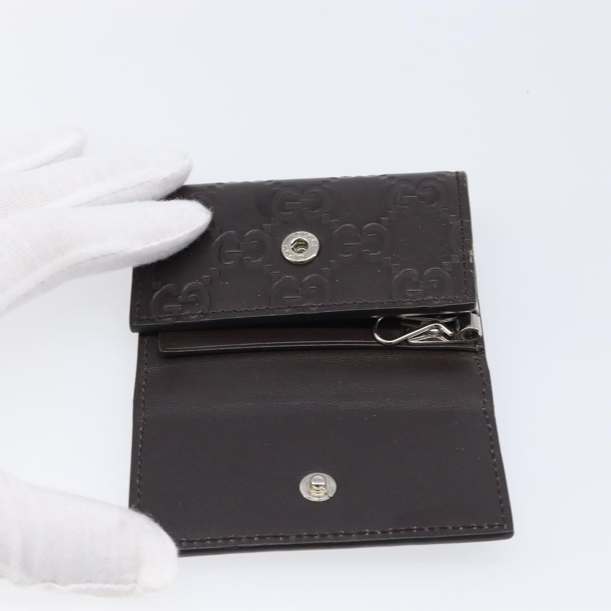 GUCCI GG Canvas Guccissima Key Case Leather Dark Brown Silver 138093 Auth 203625