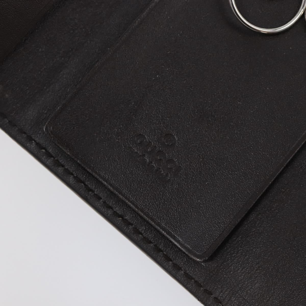GUCCI GG Canvas Guccissima Key Case Leather Dark Brown Silver 138093 Auth 203625