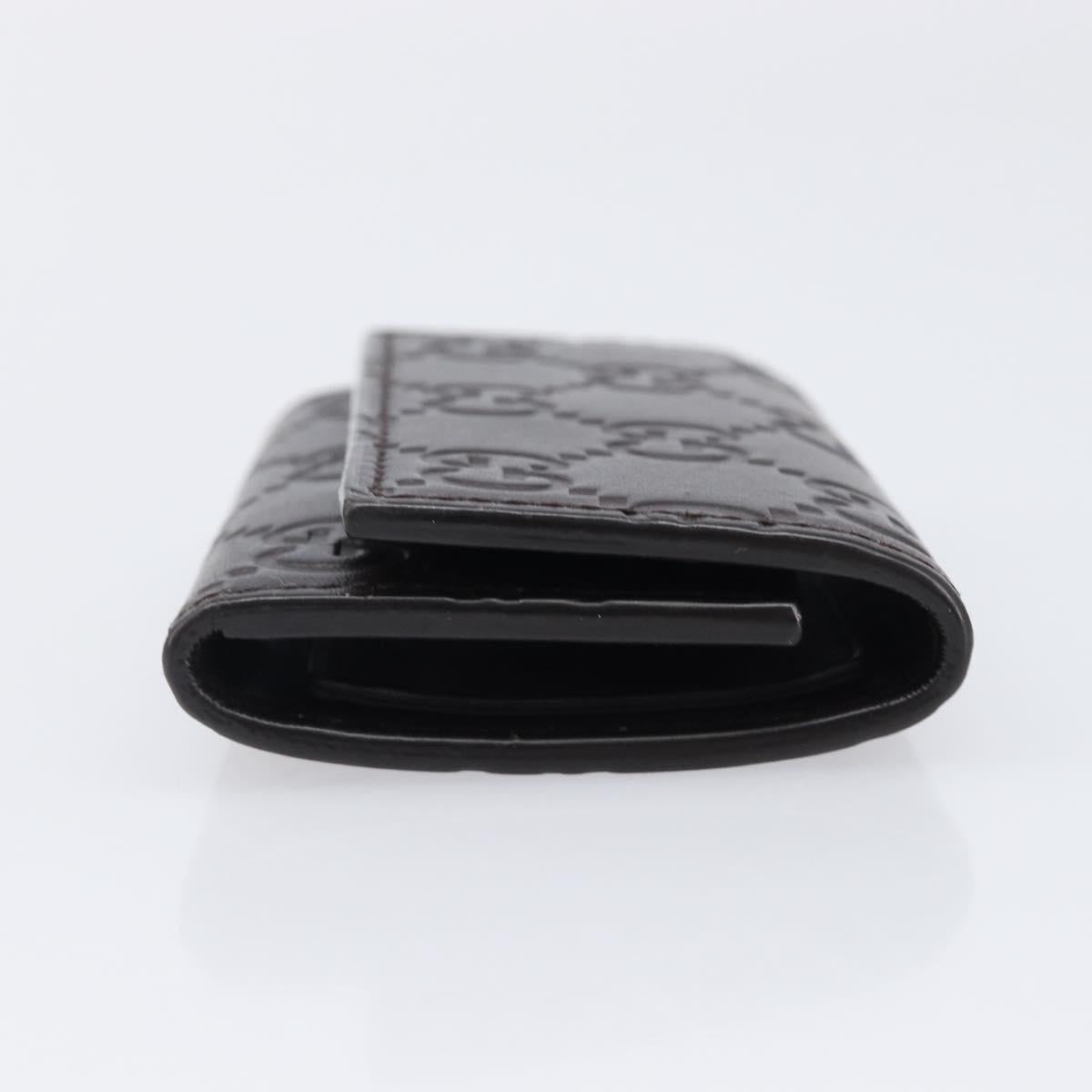 GUCCI GG Canvas Guccissima Key Case Leather Dark Brown Silver 138093 Auth 203625