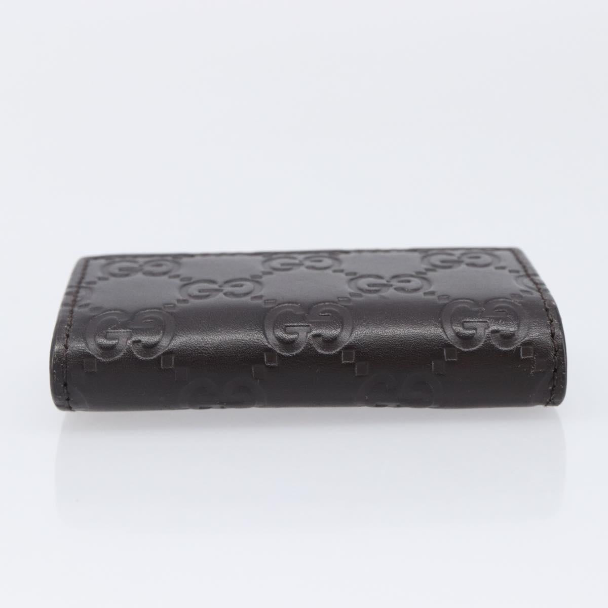 GUCCI GG Canvas Guccissima Key Case Leather Dark Brown Silver 138093 Auth 203625