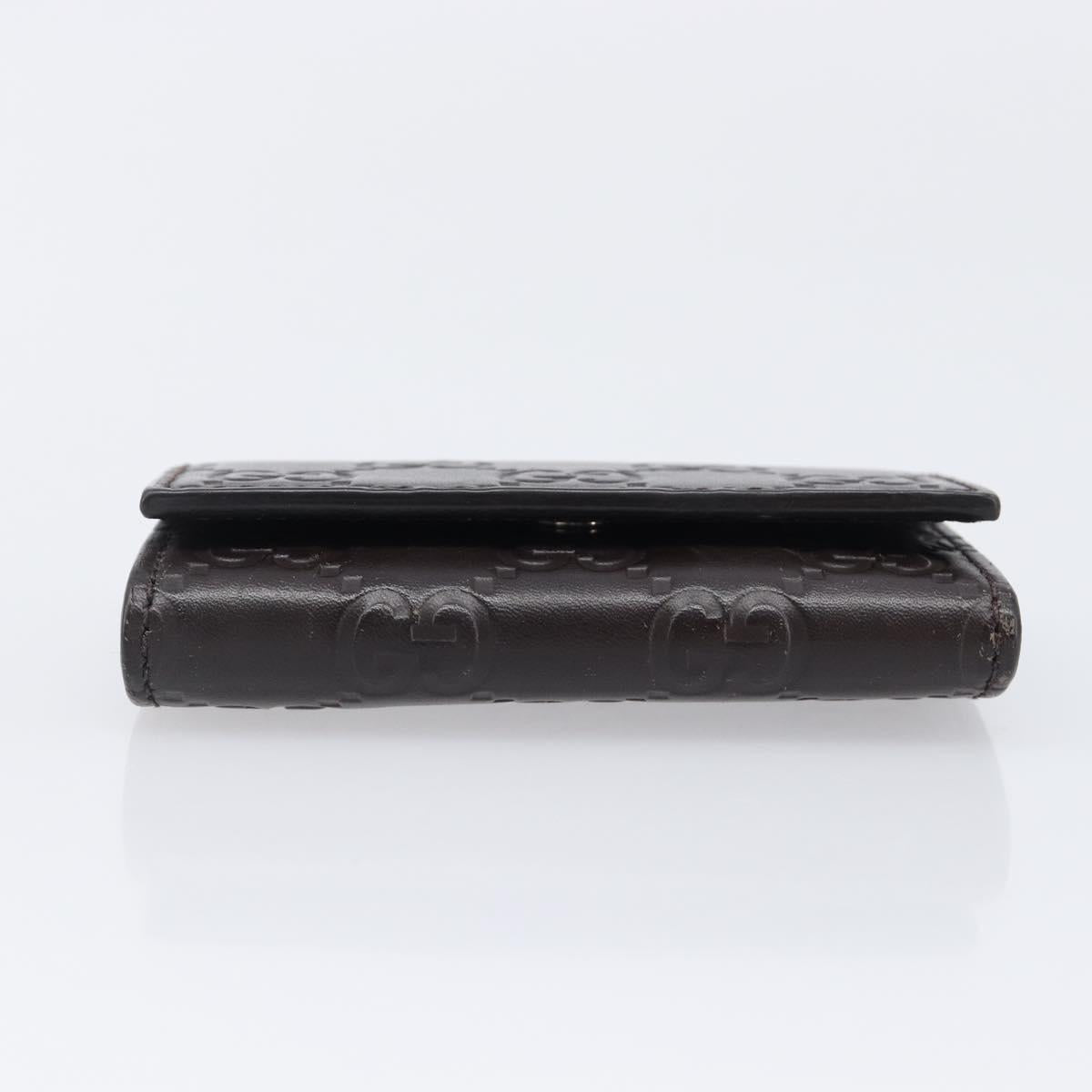 GUCCI GG Canvas Guccissima Key Case Leather Dark Brown Silver 138093 Auth 203625