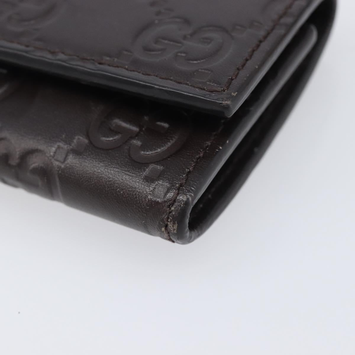 GUCCI GG Canvas Guccissima Key Case Leather Dark Brown Silver 138093 Auth 203625