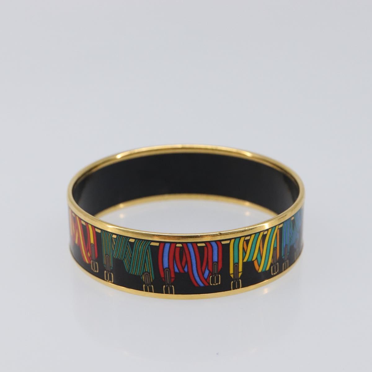 HERMES Bangle Emaille GM Metal Gold Tone Auth 203626M