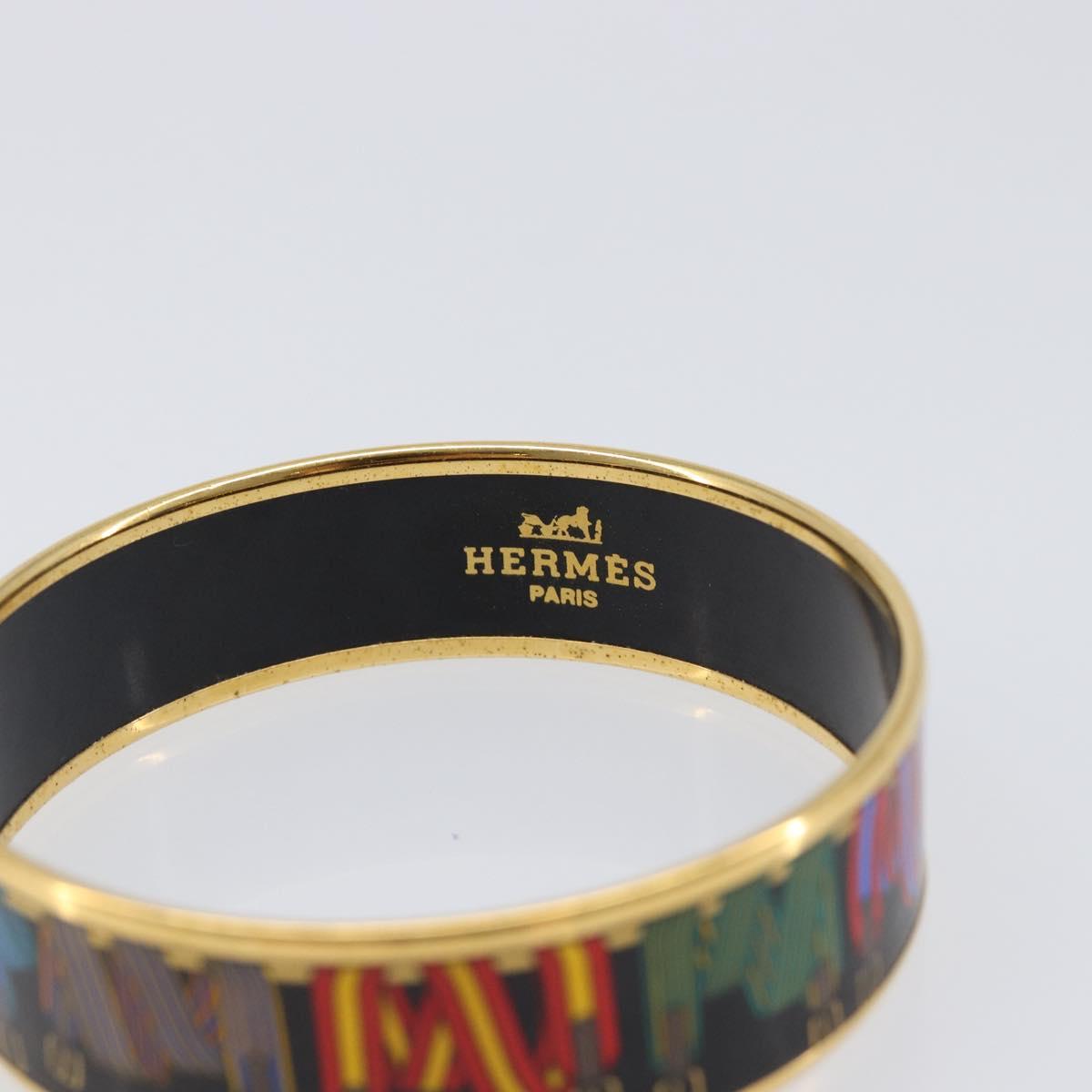 HERMES Bangle Emaille GM Metal Gold Tone Auth 203626M