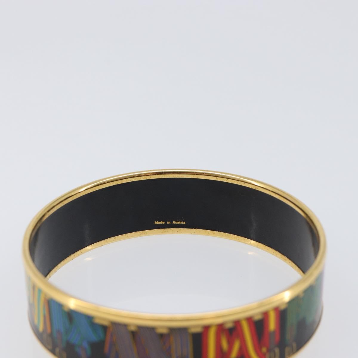 HERMES Bangle Emaille GM Metal Gold Tone Auth 203626M