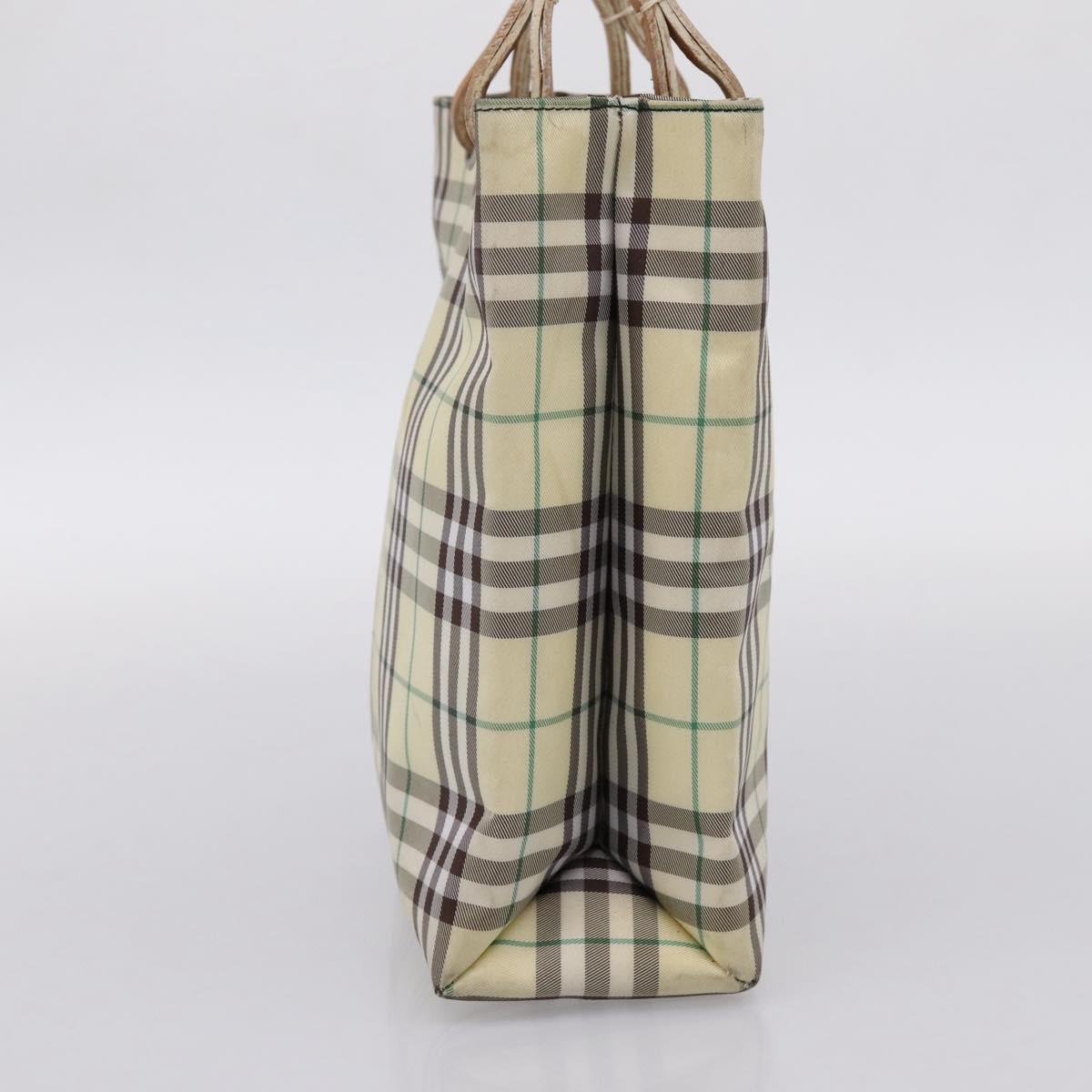 BURBERRY Nova Check Hand Bag Canvas Beige Silver Auth 203632
