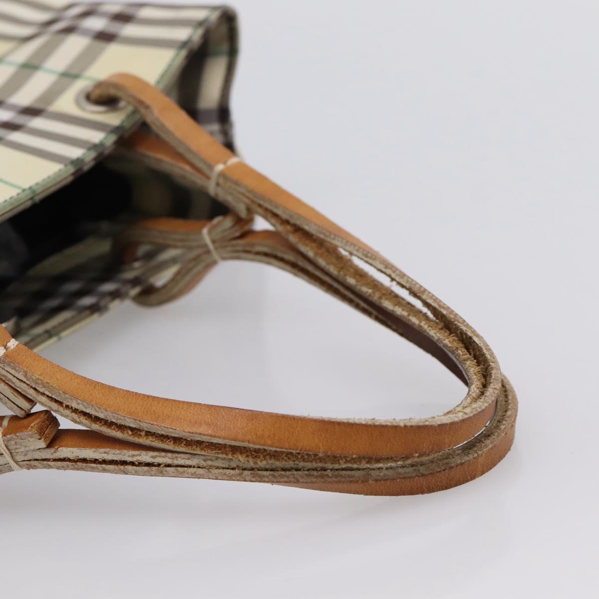 BURBERRY Nova Check Hand Bag Canvas Beige Silver Auth 203632