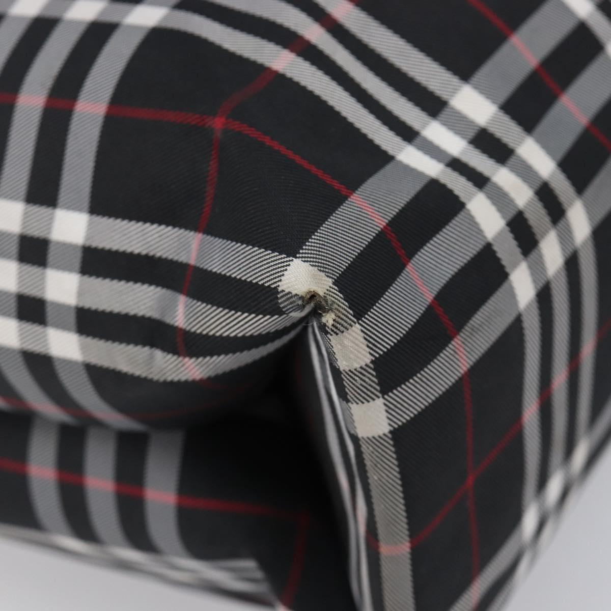 BURBERRY Nova Check Tote Bag Canvas Black Silver Auth 203633