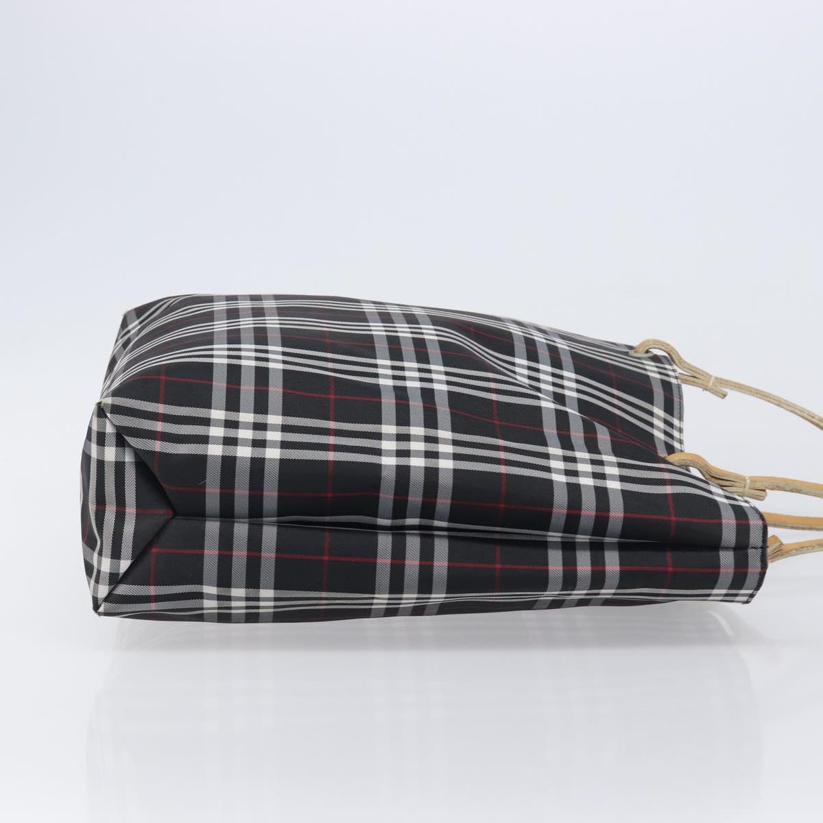 BURBERRY Nova Check Tote Bag Canvas Black Silver Auth 203633