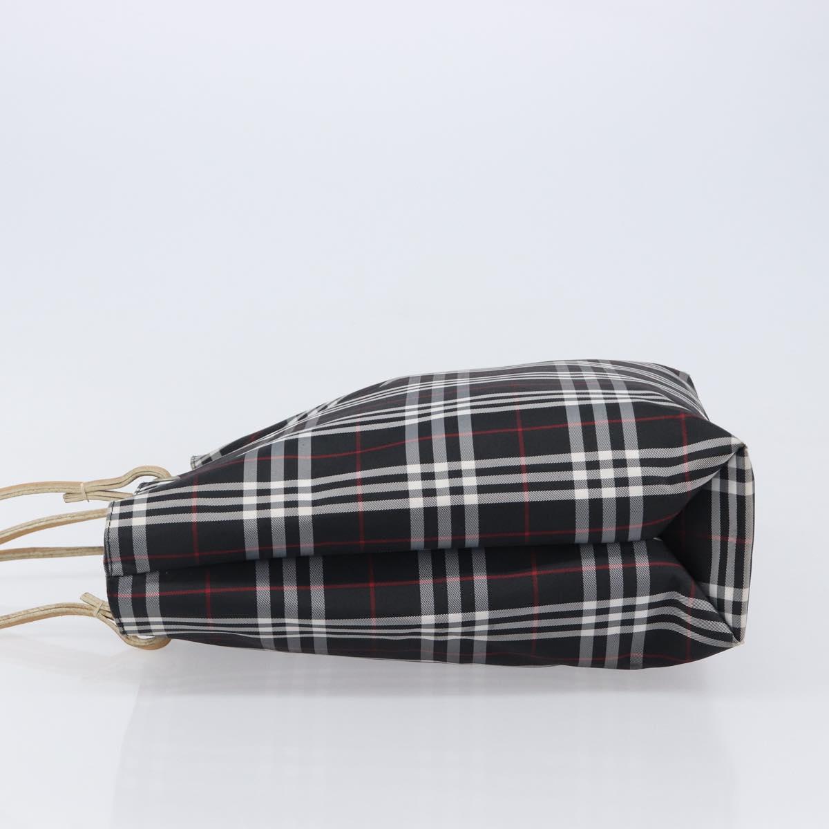BURBERRY Nova Check Tote Bag Canvas Black Silver Auth 203633