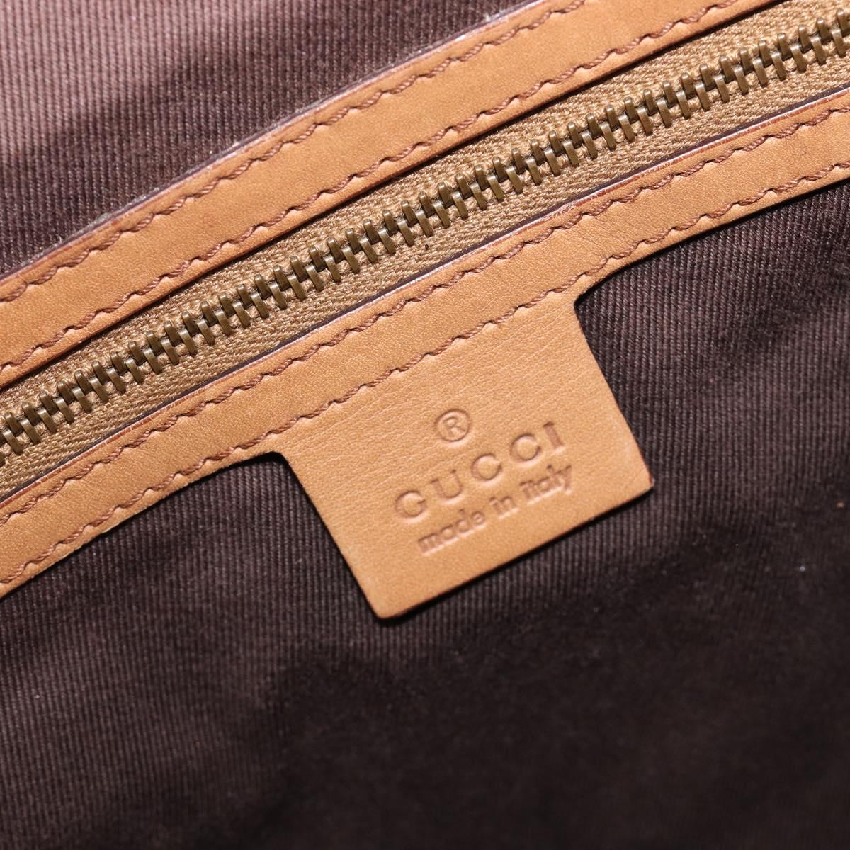GUCCI GG Canvas Hand Bag Suede Beige Gold 120897 Auth 203634