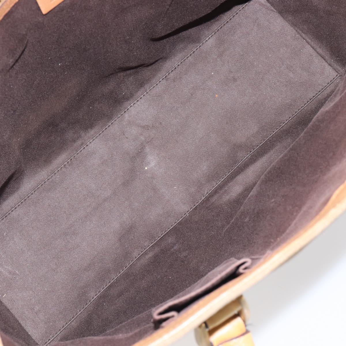 GUCCI GG Canvas Hand Bag Suede Beige Gold 120897 Auth 203634