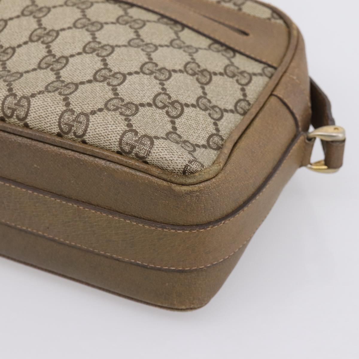 GUCCI GG Supreme Shoulder Bag PVC Beige Gold Auth 203635