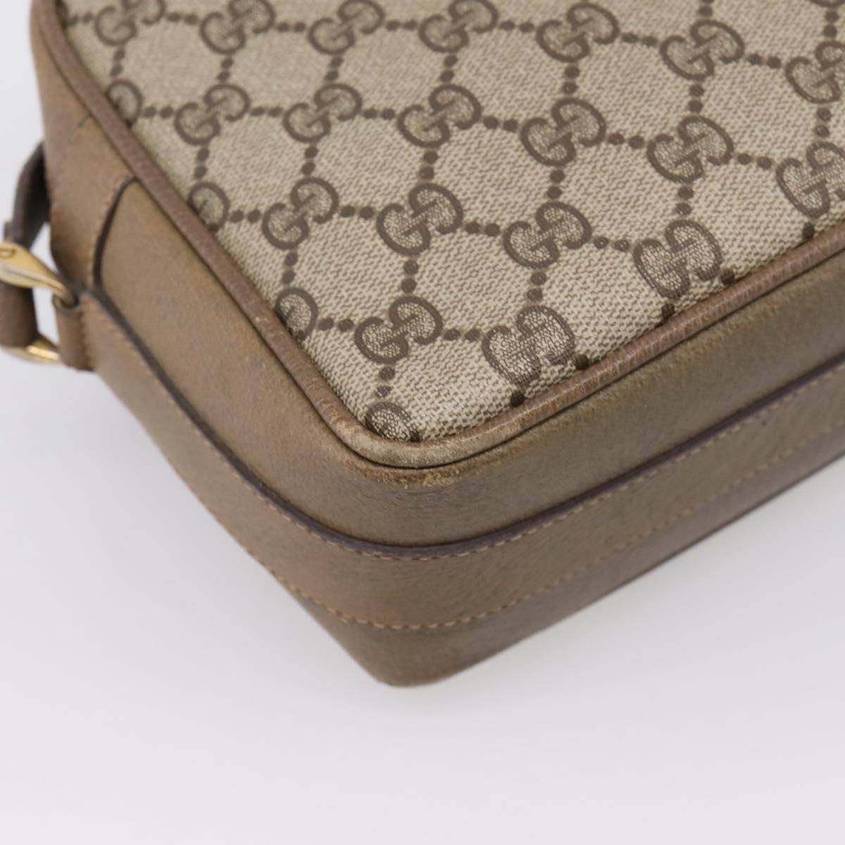 GUCCI GG Supreme Shoulder Bag PVC Beige Gold Auth 203635