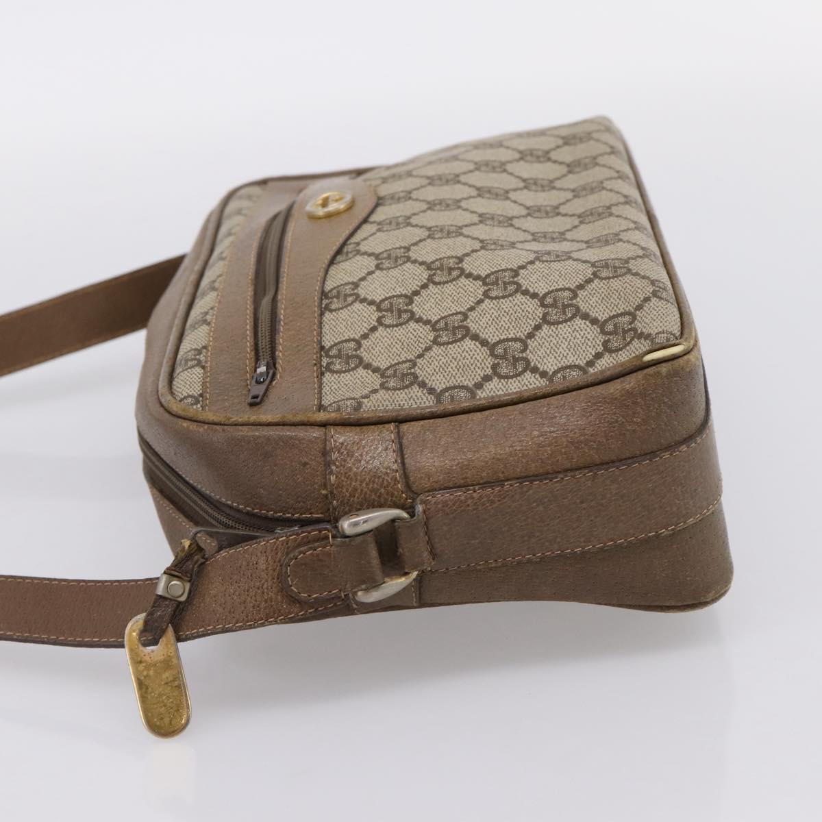 GUCCI GG Supreme Shoulder Bag PVC Beige Gold Auth 203635