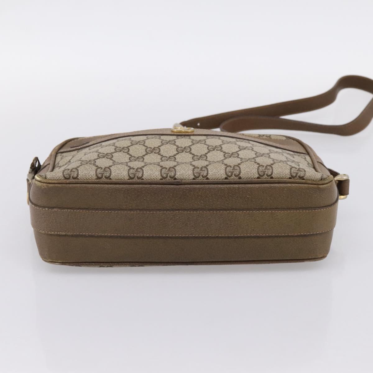 GUCCI GG Supreme Shoulder Bag PVC Beige Gold Auth 203635