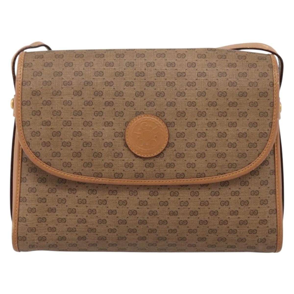GUCCI Micro GG Supreme Shoulder Bag PVC Beige Gold 001 14 0712 Auth 203636