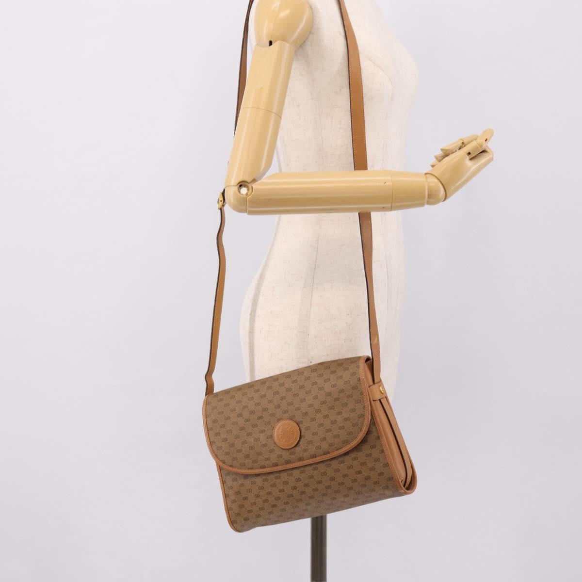 GUCCI Micro GG Supreme Shoulder Bag PVC Beige Gold 001 14 0712 Auth 203636