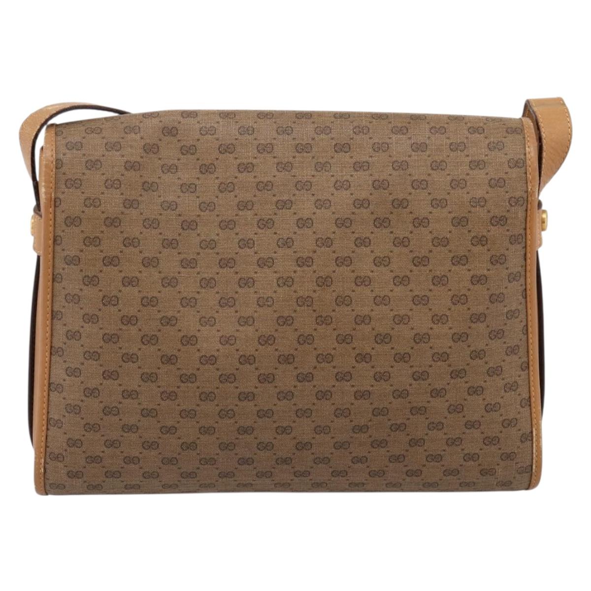 GUCCI Micro GG Supreme Shoulder Bag PVC Beige Gold 001 14 0712 Auth 203636
