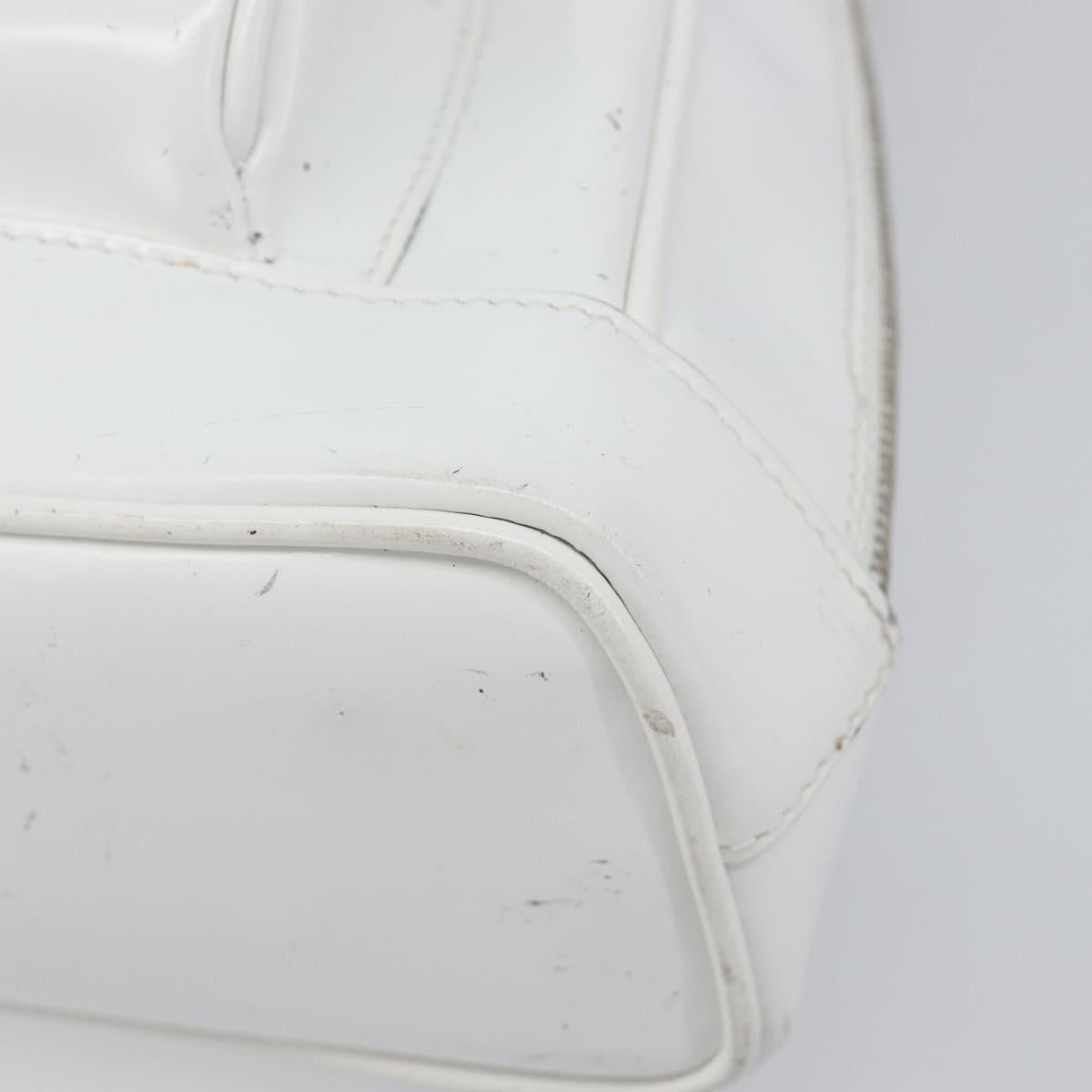 GUCCI Bamboo Shoulder Bag Patent Leather White Silver Auth 203638
