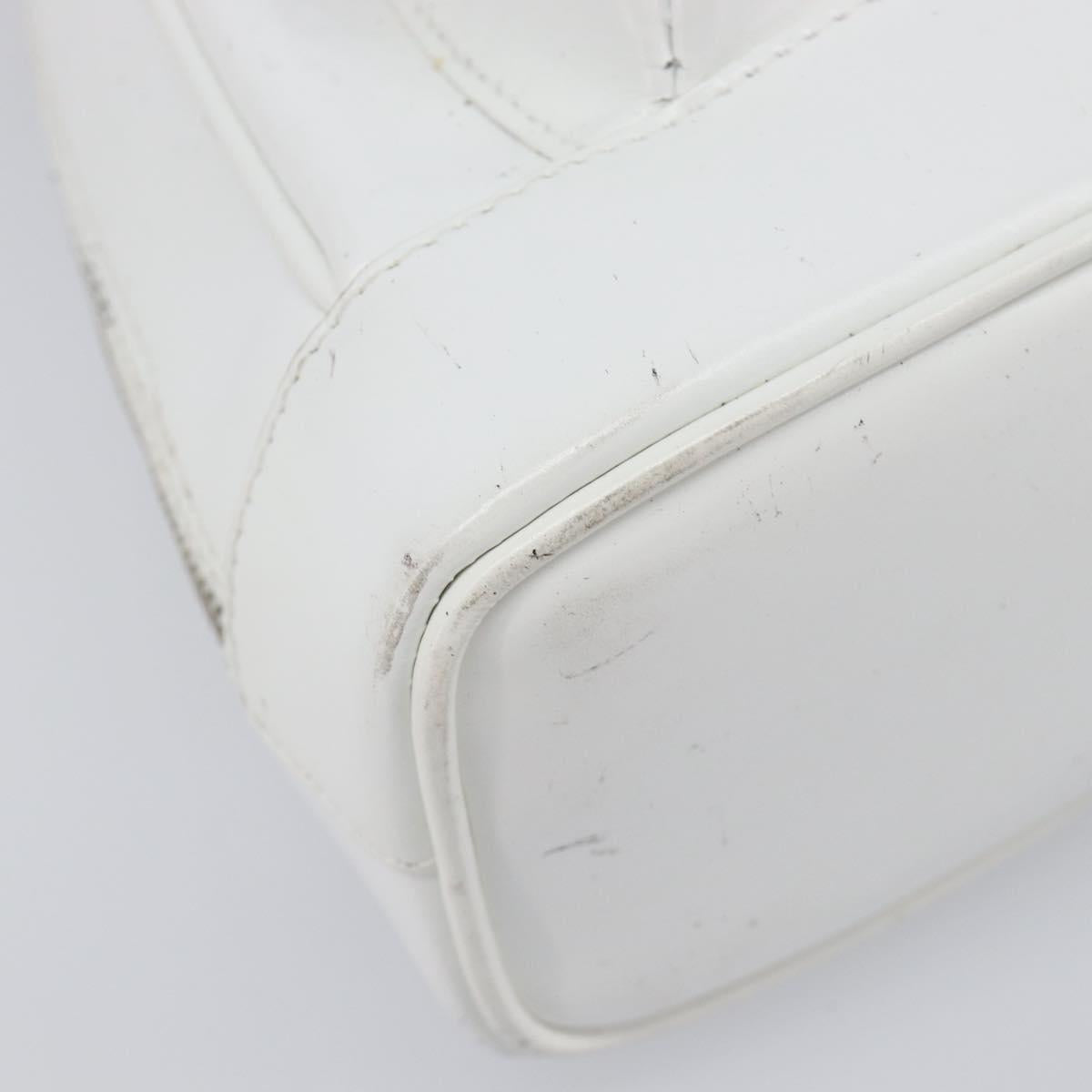 GUCCI Bamboo Shoulder Bag Patent Leather White Silver Auth 203638