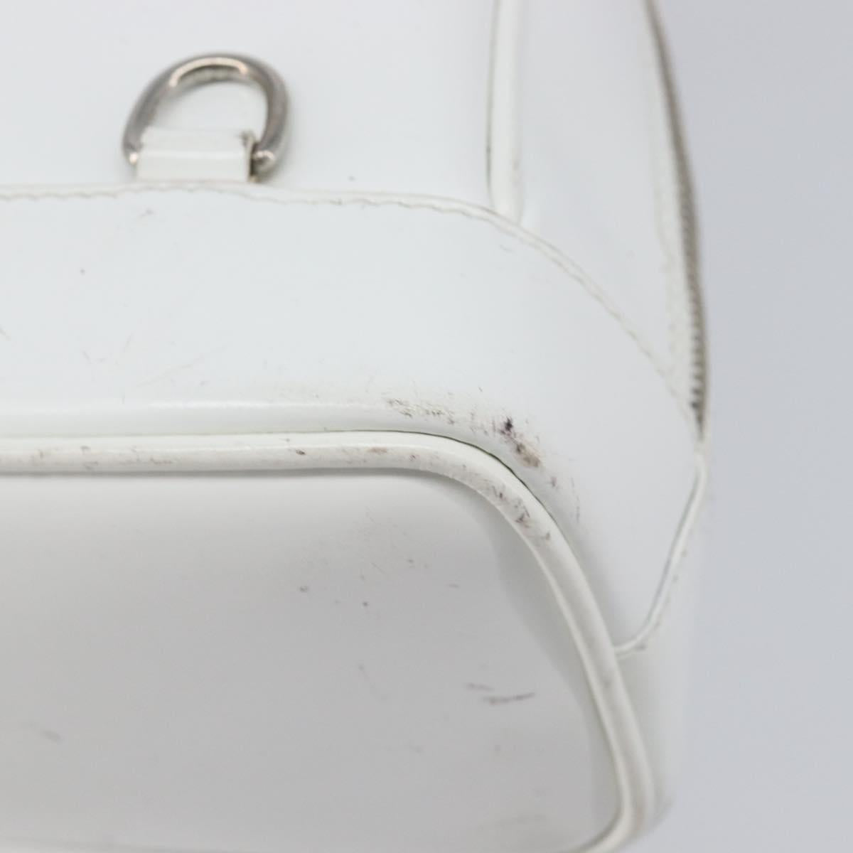 GUCCI Bamboo Shoulder Bag Patent Leather White Silver Auth 203638