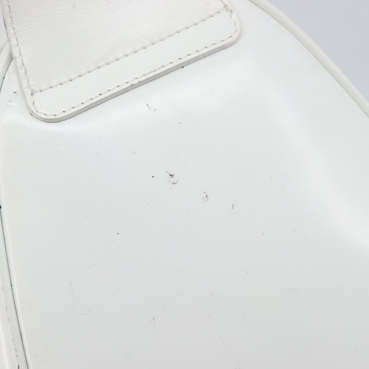 GUCCI Bamboo Shoulder Bag Patent Leather White Silver Auth 203638
