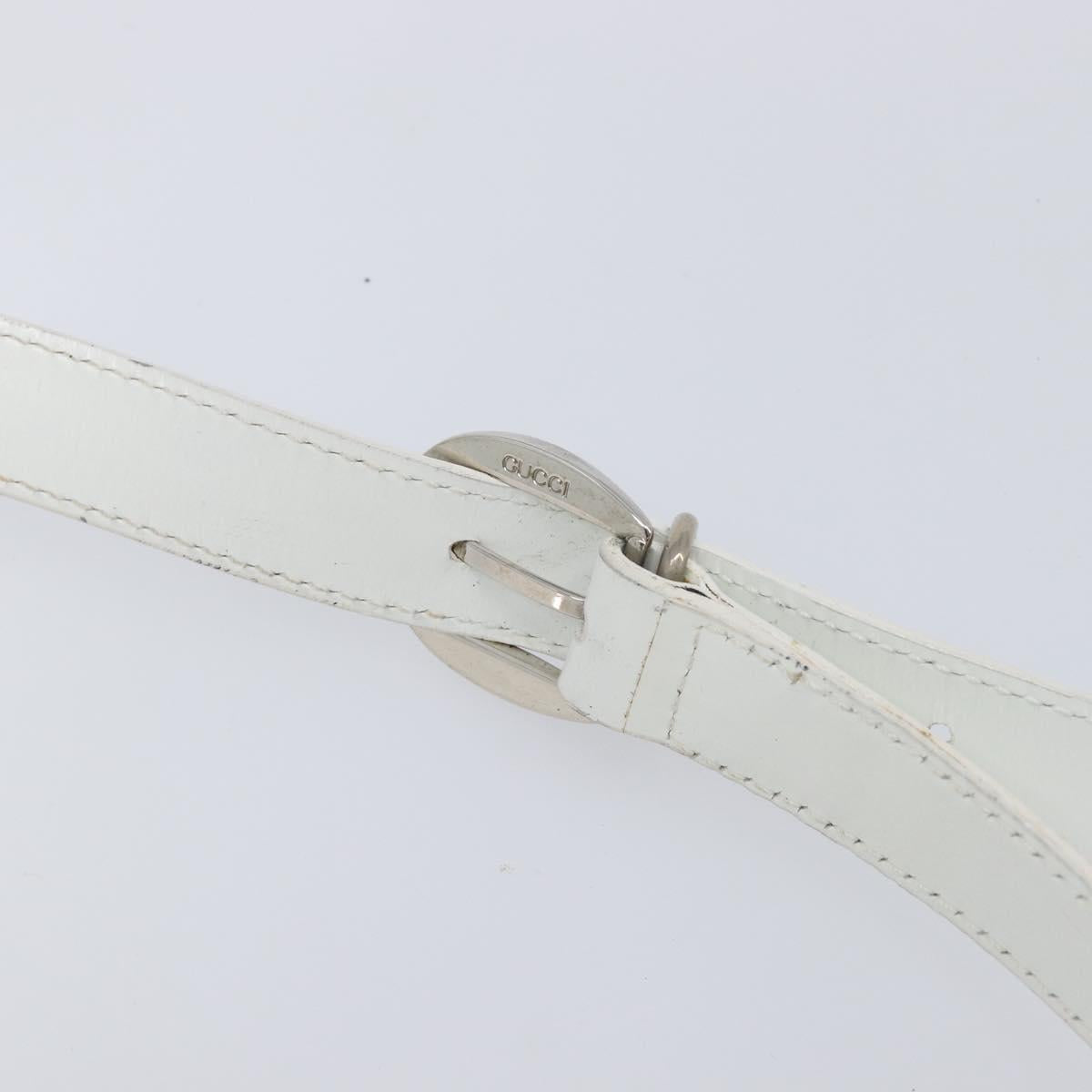 GUCCI Bamboo Shoulder Bag Patent Leather White Silver Auth 203638