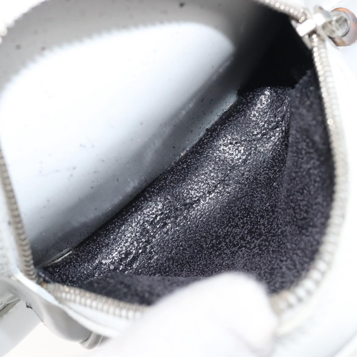 GUCCI Bamboo Shoulder Bag Patent Leather White Silver Auth 203638