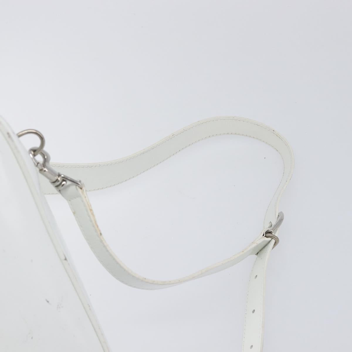 GUCCI Bamboo Shoulder Bag Patent Leather White Silver Auth 203638