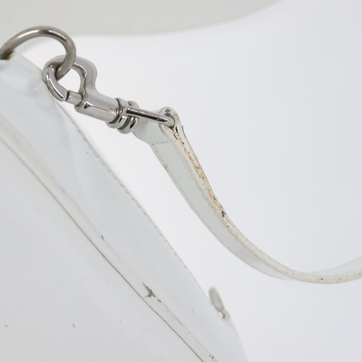 GUCCI Bamboo Shoulder Bag Patent Leather White Silver Auth 203638