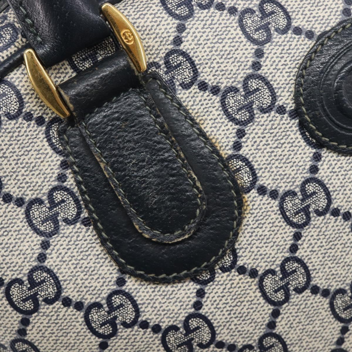 GUCCI GG Supreme Hand Bag PVC Navy Gold 000 58 0090 Auth 203639