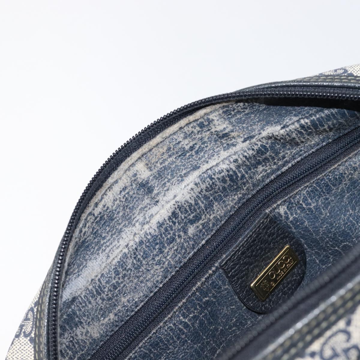 GUCCI GG Supreme Hand Bag PVC Navy Gold 000 58 0090 Auth 203639
